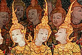 Bangkok Wat Arun - The wall murals inside the ubosot ordination hall illustrate the story of the last ten icarnation of Lord Buddha.  